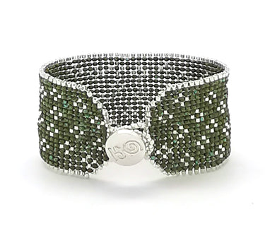 Brazalete Telar Plata Grueso Miniflor Turquesa T